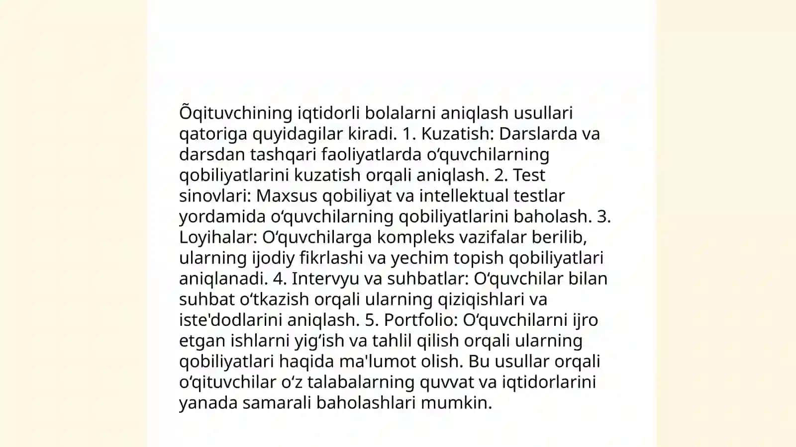 Õqituvchining iqtidorli bolalar bilan ishlashga tayyorligi 3