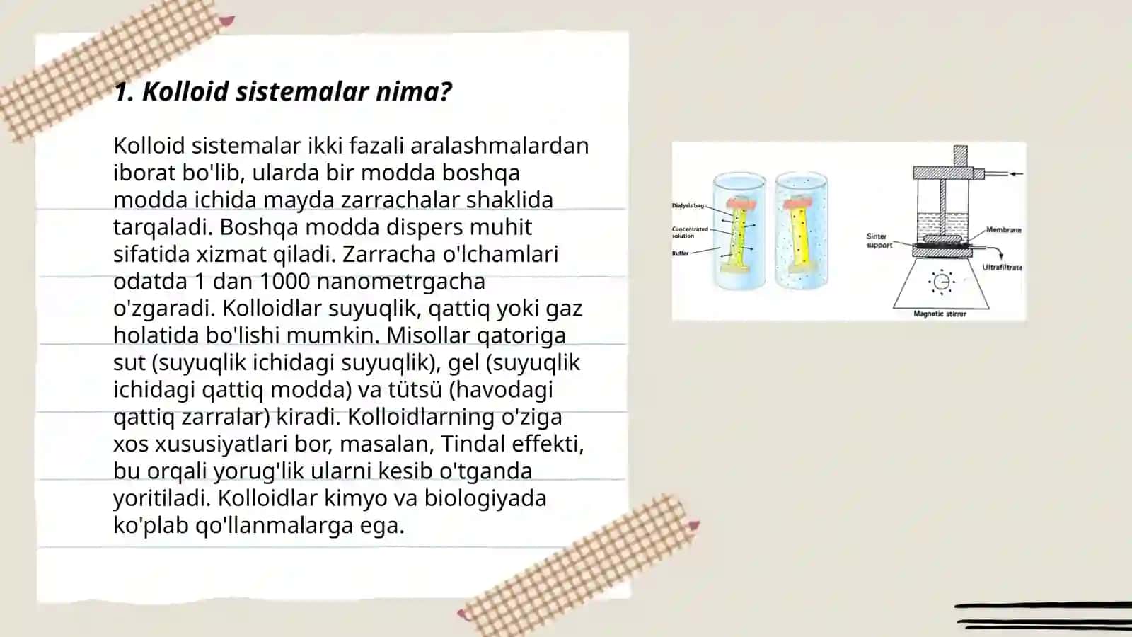 Kolloid sistemalarni dializ yoʻli bilan tozalash 3