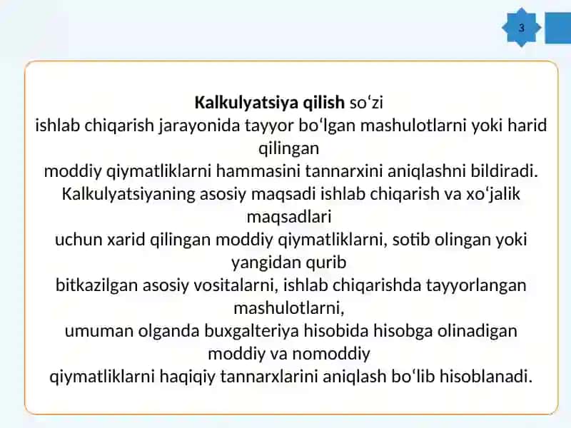 KALKULYATSIYA MAQSADI,VAZIFALARI VA TURLARI 3