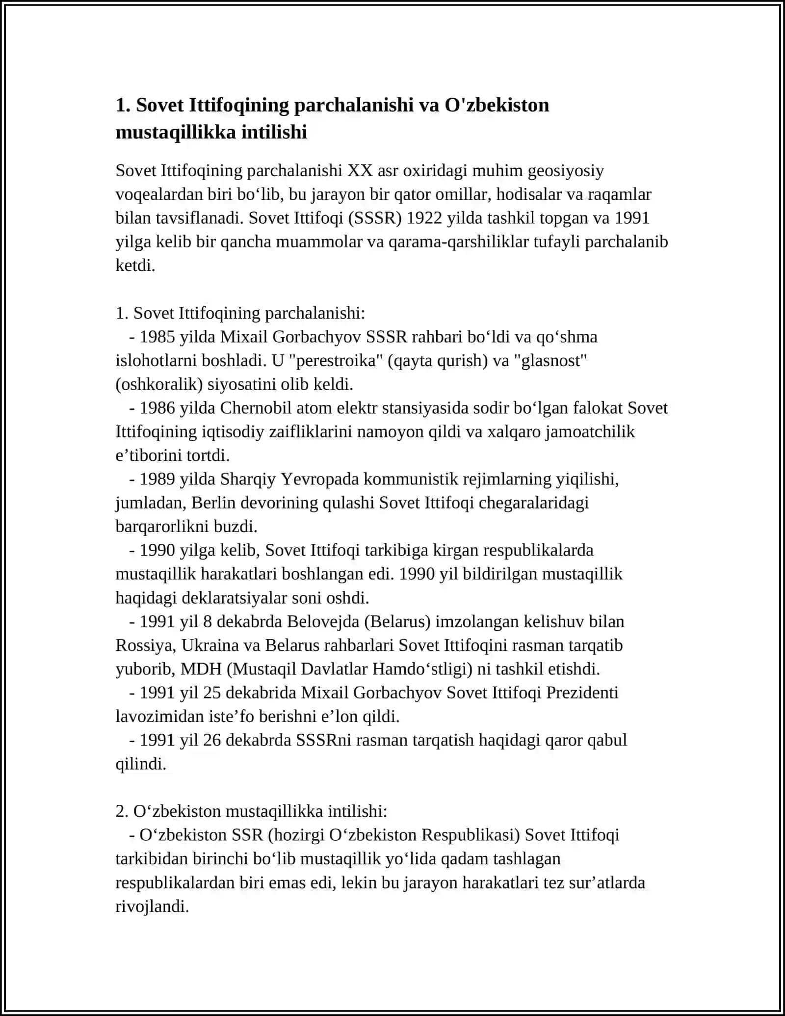 MUSTAQILLIKKA ERISHISH ARAFASIDA O'ZBEKISTONDAGI IJTIMOIY SIYOSIY JARAYONLAR 3