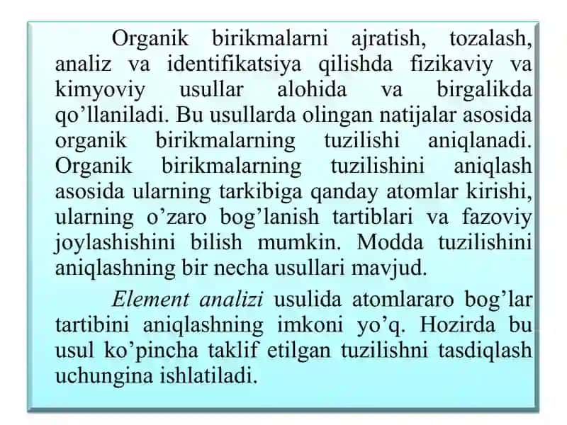 Оrganik birikmalar tuzilishini aniqlashning fizik-kimyoviy usullari 3