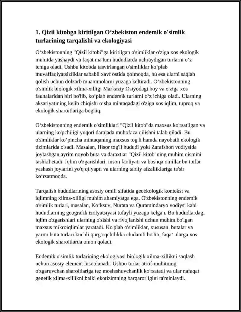 ÒZBEKISTON QIZIL KITOBI OSIMLIKLARI VA ULARNI MUHOFAZA QILISH STRATEHIYALARI 3