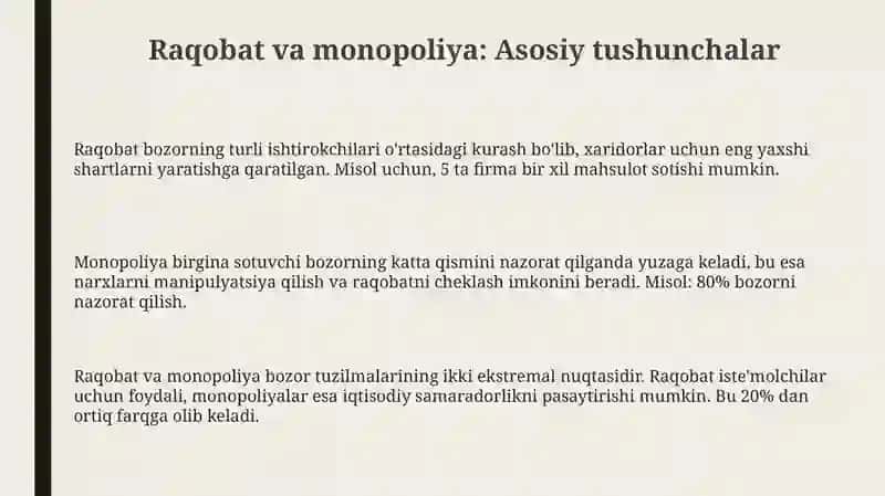 Raqobat va manopoliya 3