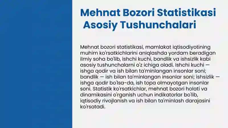 Statistika Mehnat bozori statistikasi mustaqil ish taqdimot 3