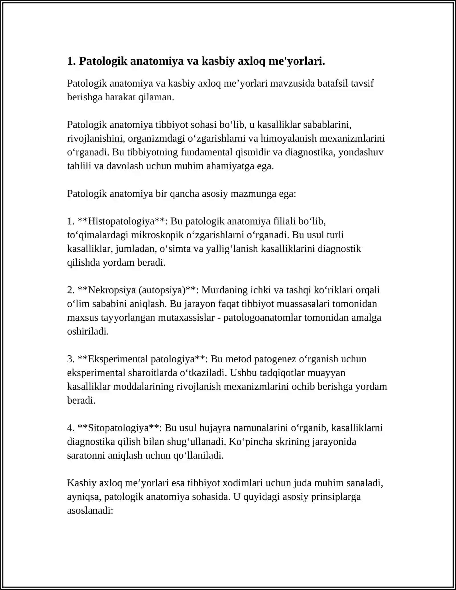 PATOLOGIK ANATOMIYADA ETIKA MUAMMOLARI. SUD-TIBBIYEKSPERTIZADA ETIKA MASALALARI 3