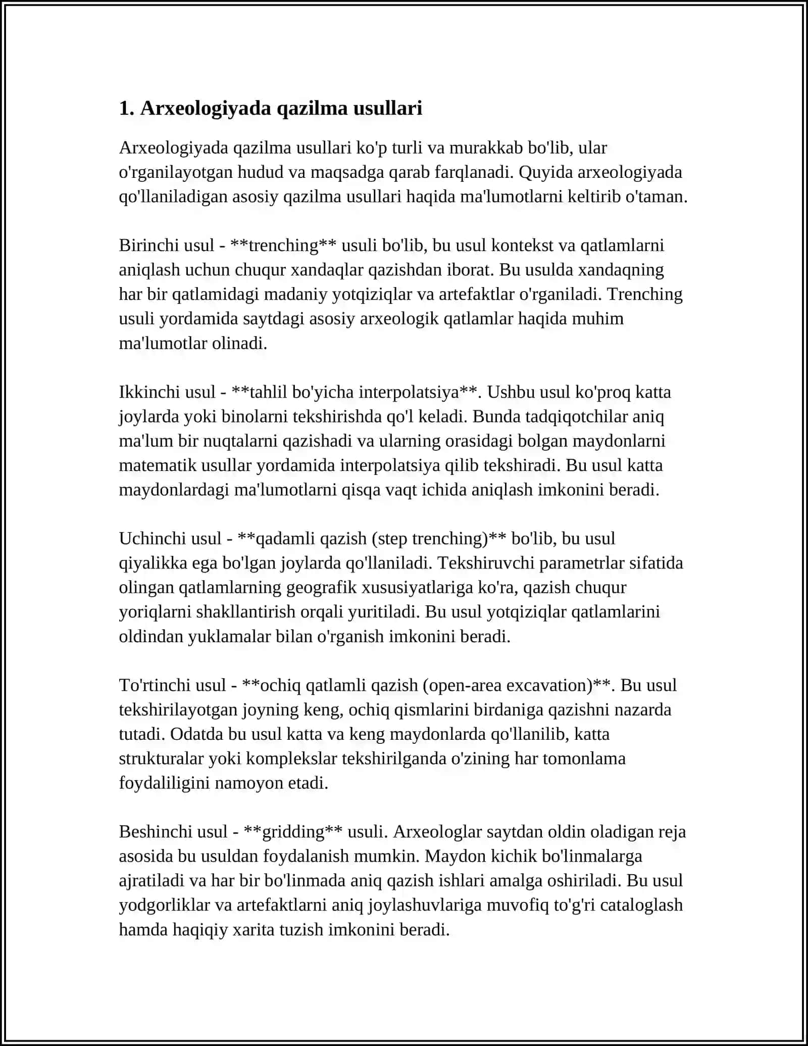 ARXEOLOGIYA QIDIRUV ISHLARI (MAVZUSIDA MAQOLA TAYYORLASH) 3
