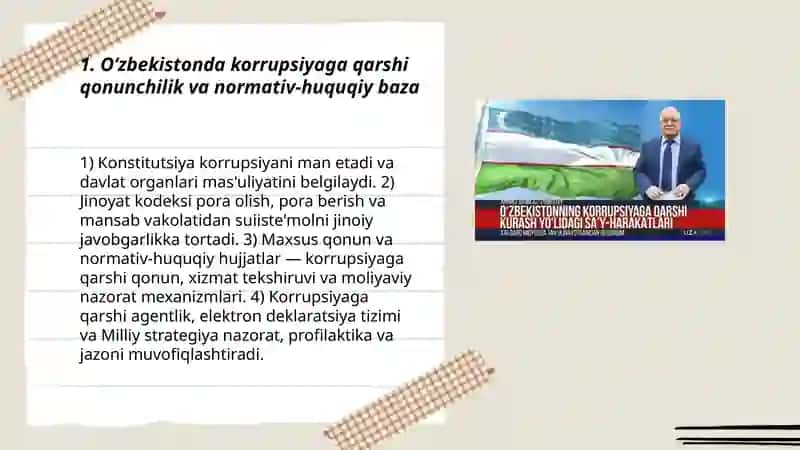 Oʻzbekistonning korrupsiyaga qarshi kurash siyosati 3