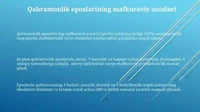 Qahramonlik dostonlarining gʻoyaviy va badiiy xususiyatlari 3