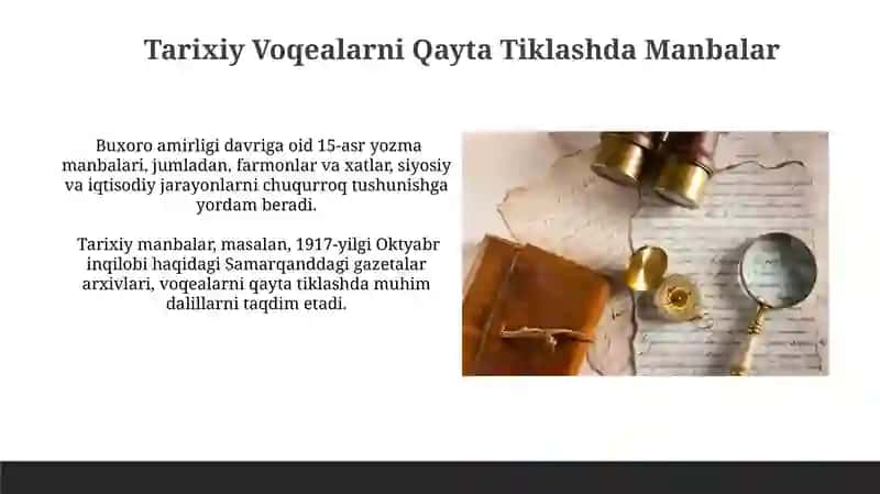 Tarixiy Manbalar: Asosiy Tashkilotchi Omillar 3