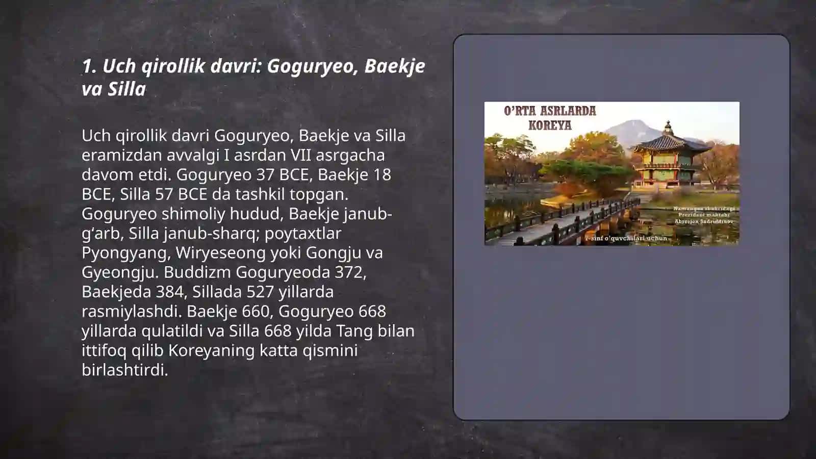 Uch qirollik davri: Goguryeo, Baekje va Silla 3