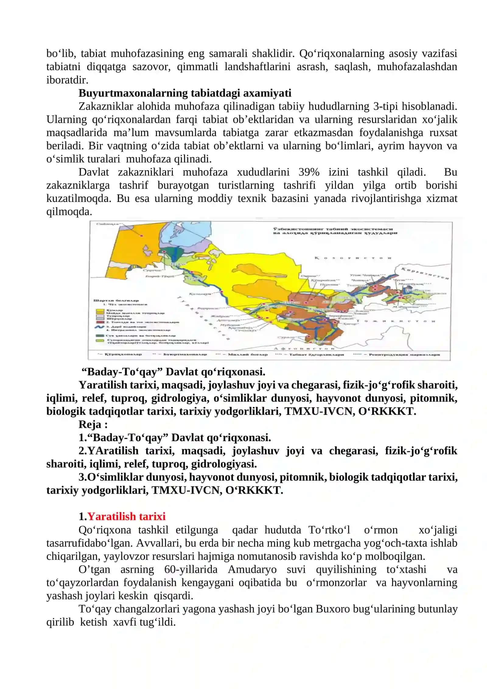 Muhofaza etiladigan hududlar toifalari,tabiat va tabiy resurslarni muhofaza qilish xalqaro ittifoqi hamda ilmiy texnik kengashi va O’zbekiston “Qizil kitobi”ni o’rganish 3