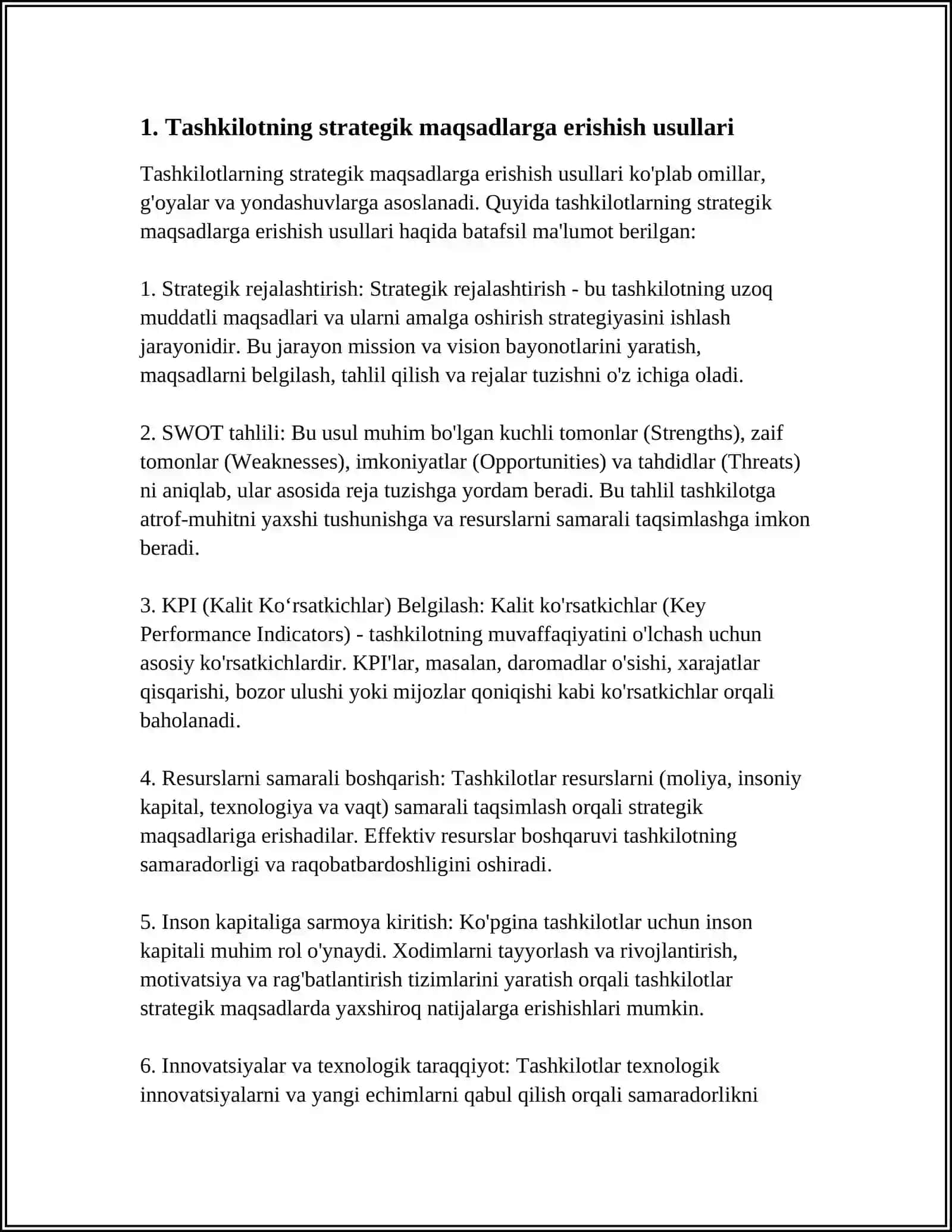 Tashkilotning Bosh Strategiyasi va Funktsional Strategiyalari 3