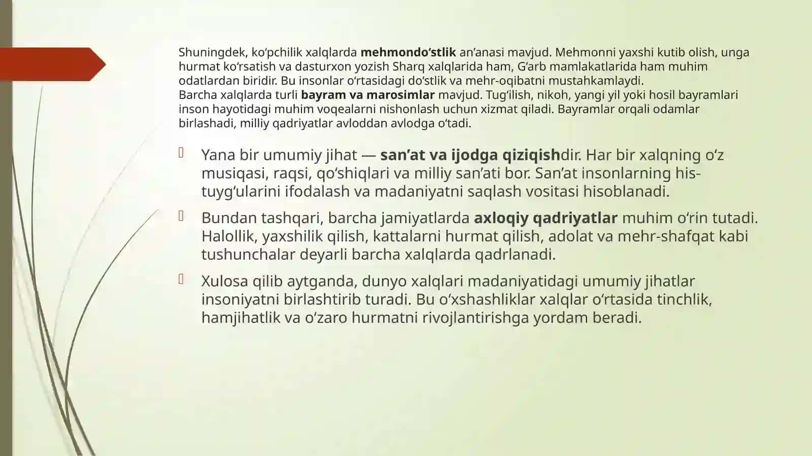 Dunyo xalqlari madaniyatidagi umumiylik va farqlar 3