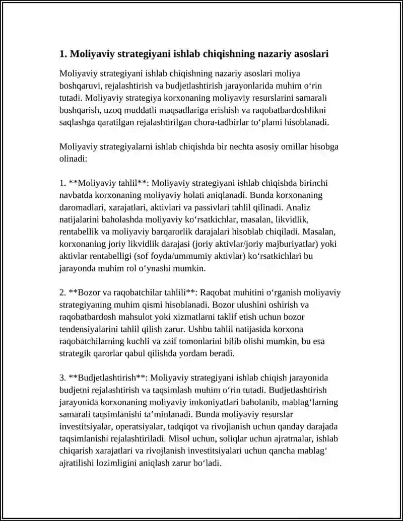 Moliyaviy strategiyani ishlab chiqishning nazariy asoslari 3