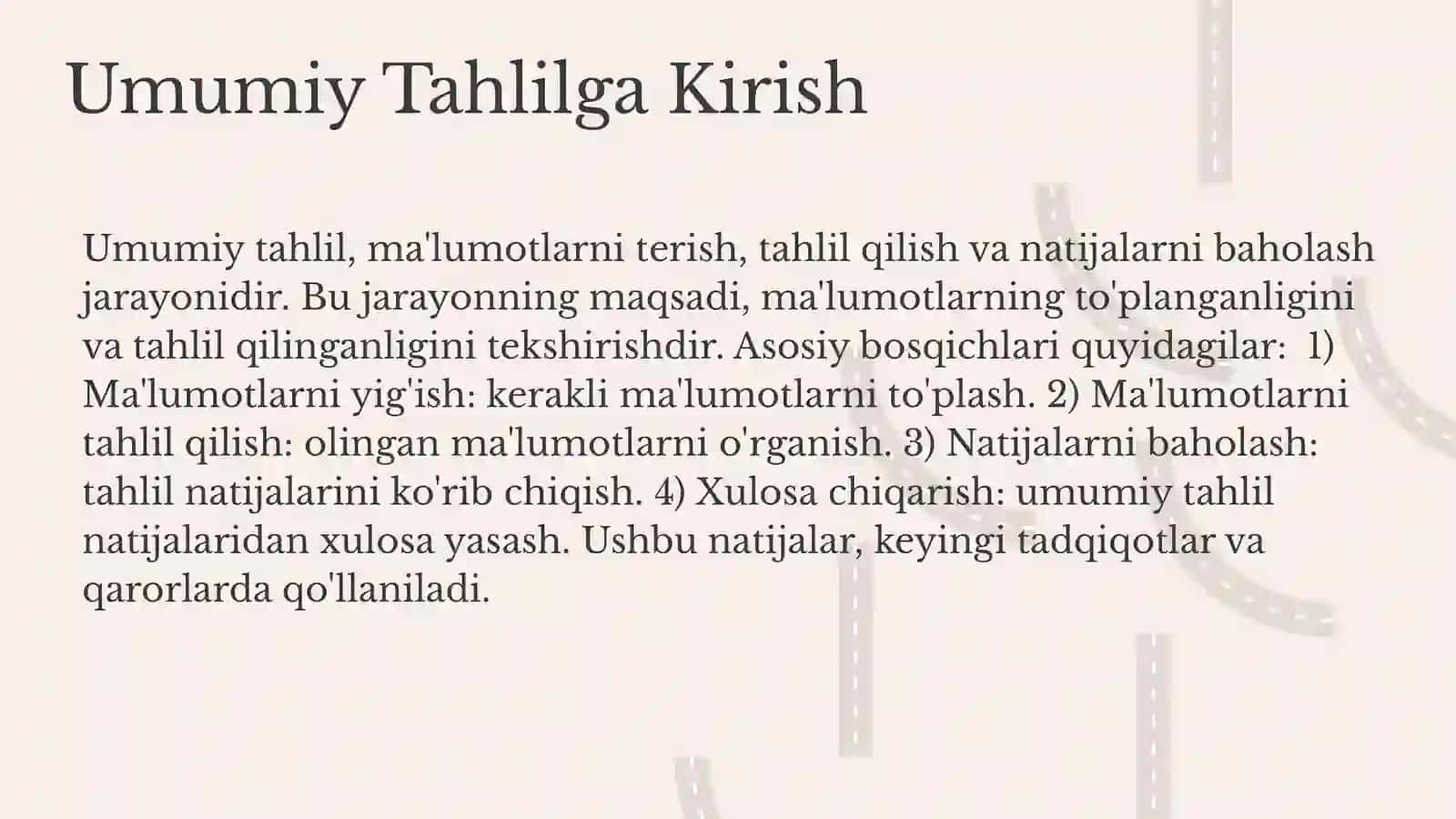 Umumiy Tahlil va Istiqbolni Belgilash 3