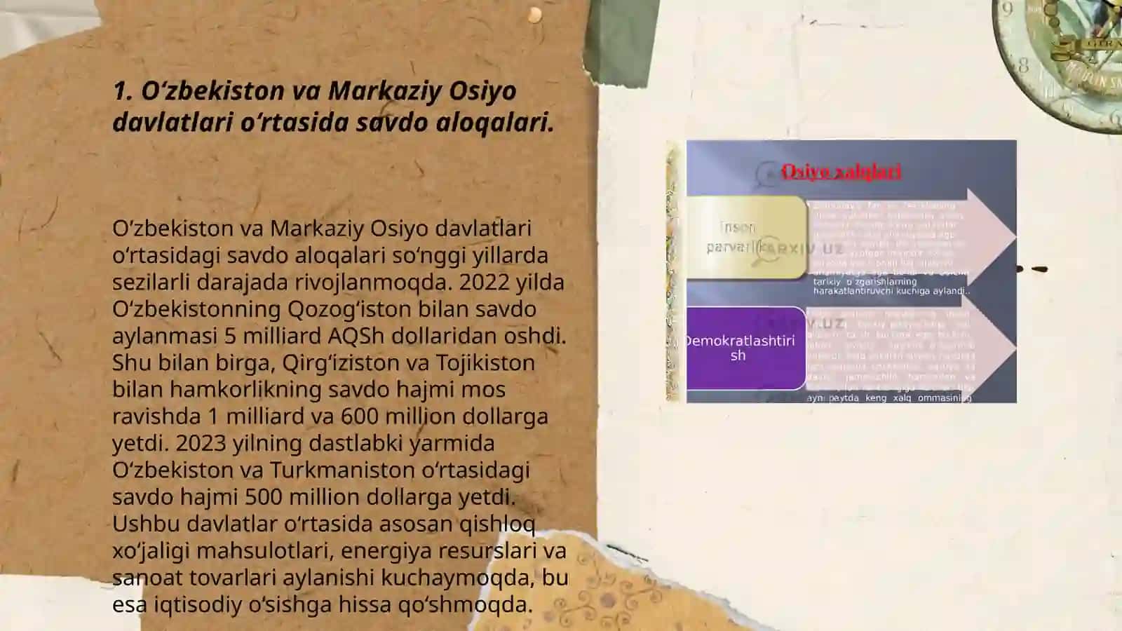 O‘zbekistonning va Markaziy Osiyo mamlakatlarining gio iqtisodiy hamkorligi natija va muammolari 3