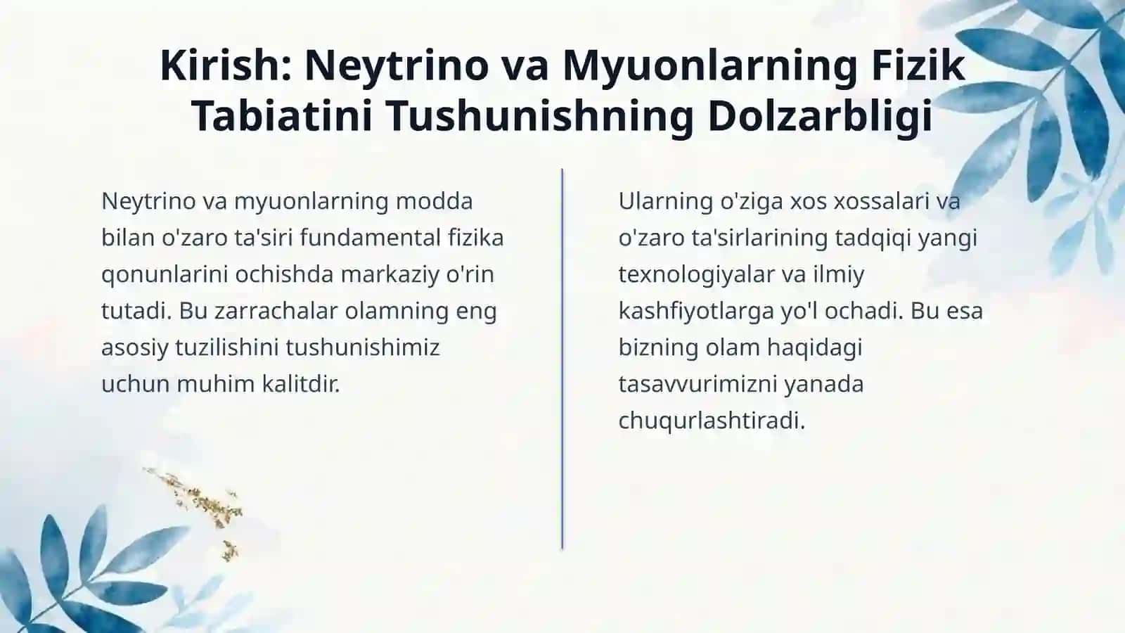 Neytrino va Myuonlarning Fizik Tabiatini Tushunishning Dolzarbligi 3