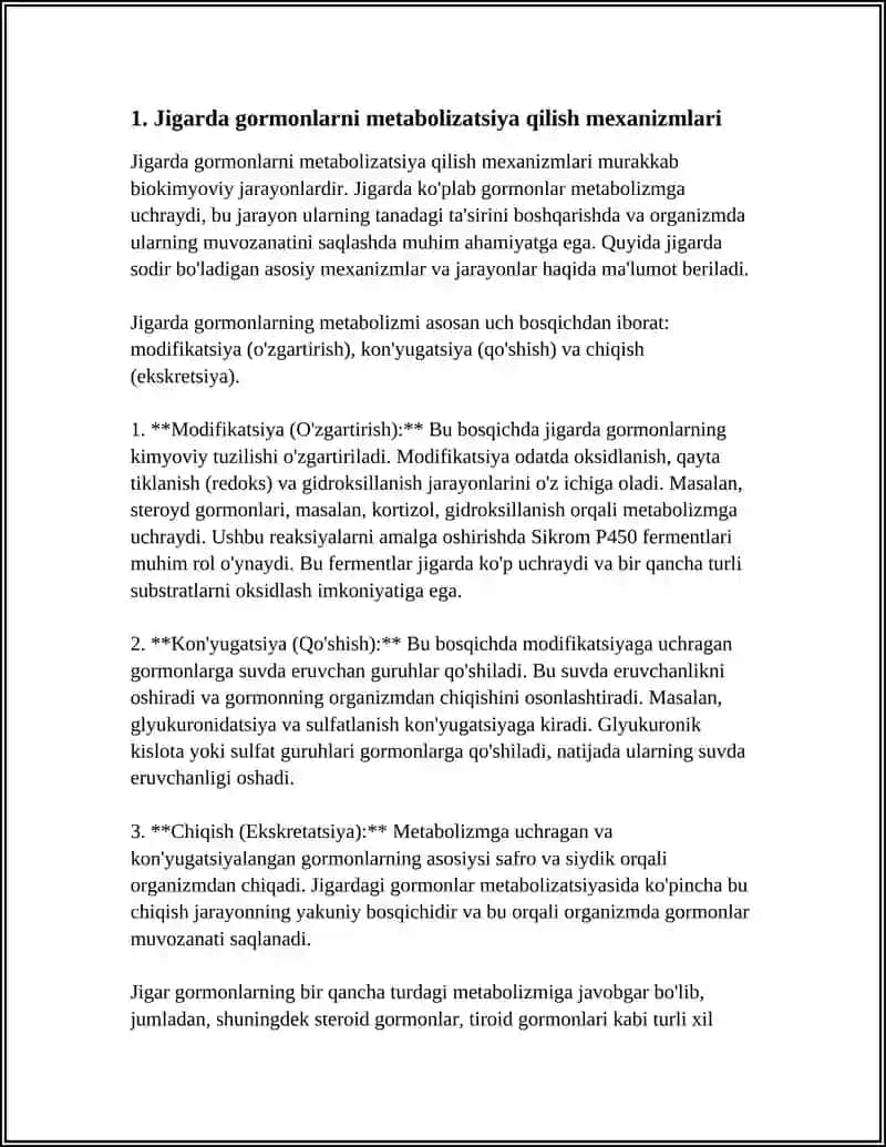 Jigarda gormonlarni metabolizatsiya 3