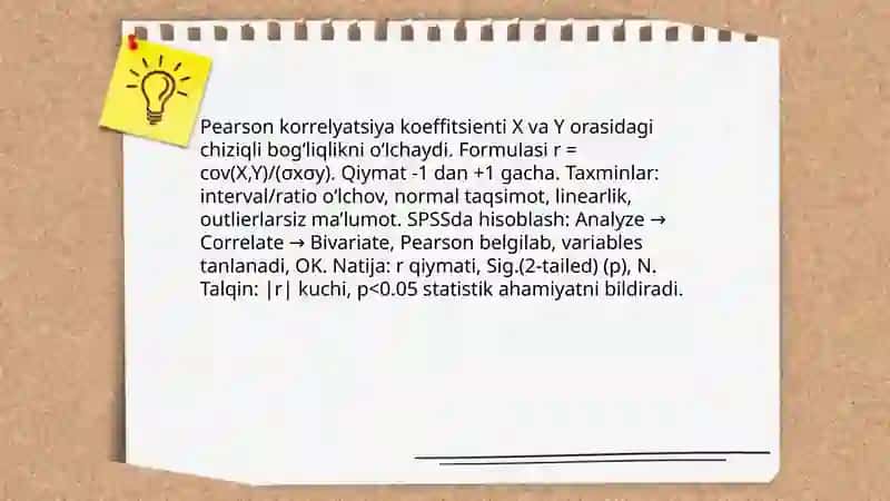 Pearson korrelyatsiya koeffitsienti va SPSSda hisoblash 3