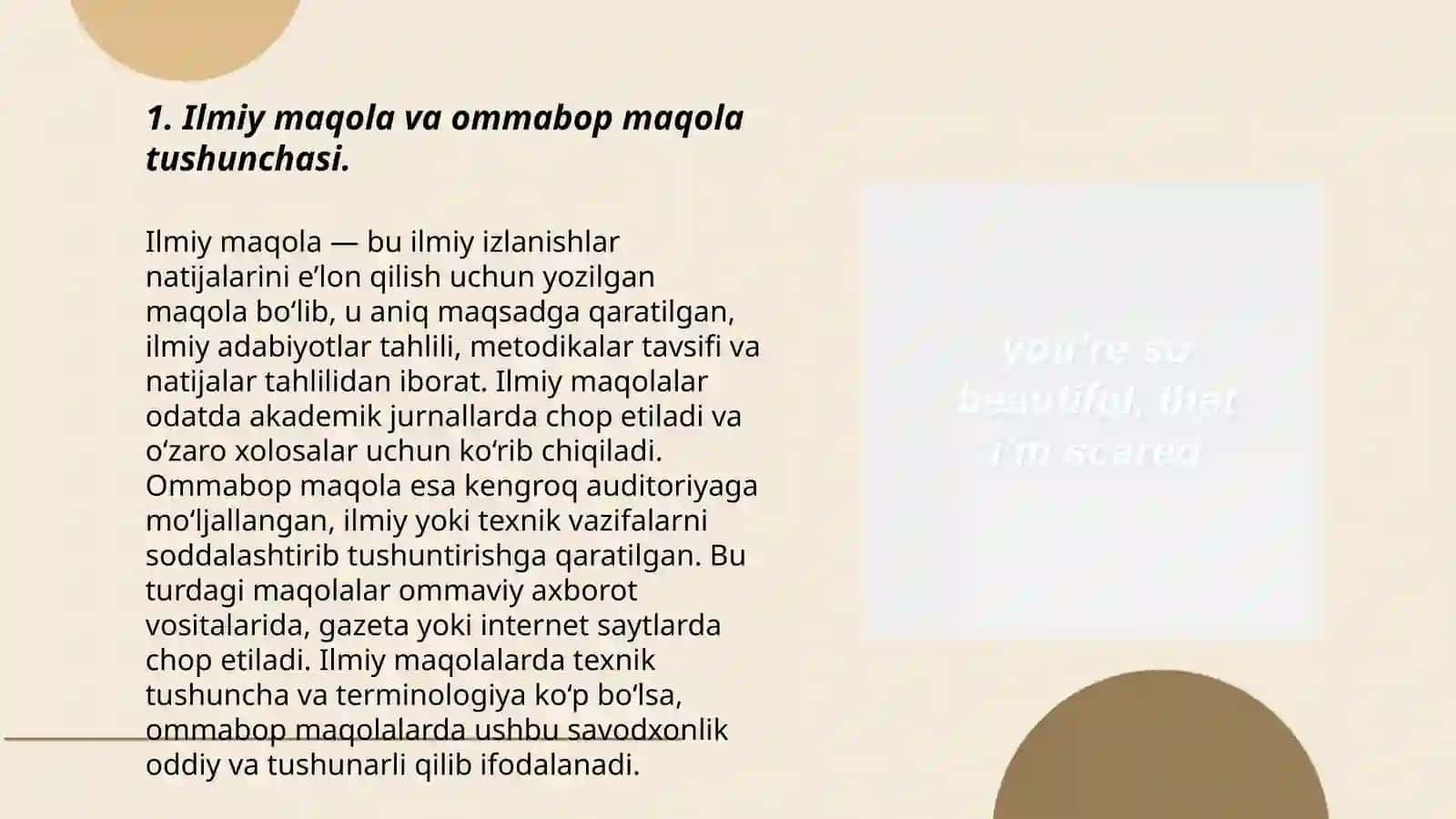 Ilmiy va ommabop maqolalarning farqli xususiyatlarini o'rganish 3