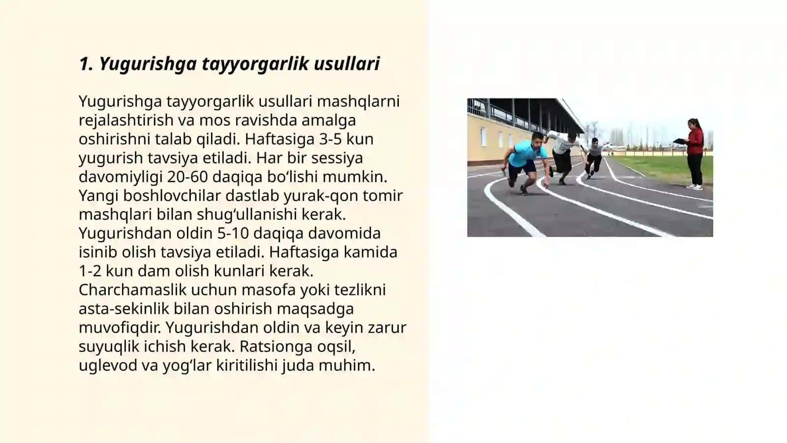 Yugurish mashqlarini oʻrgatish 3