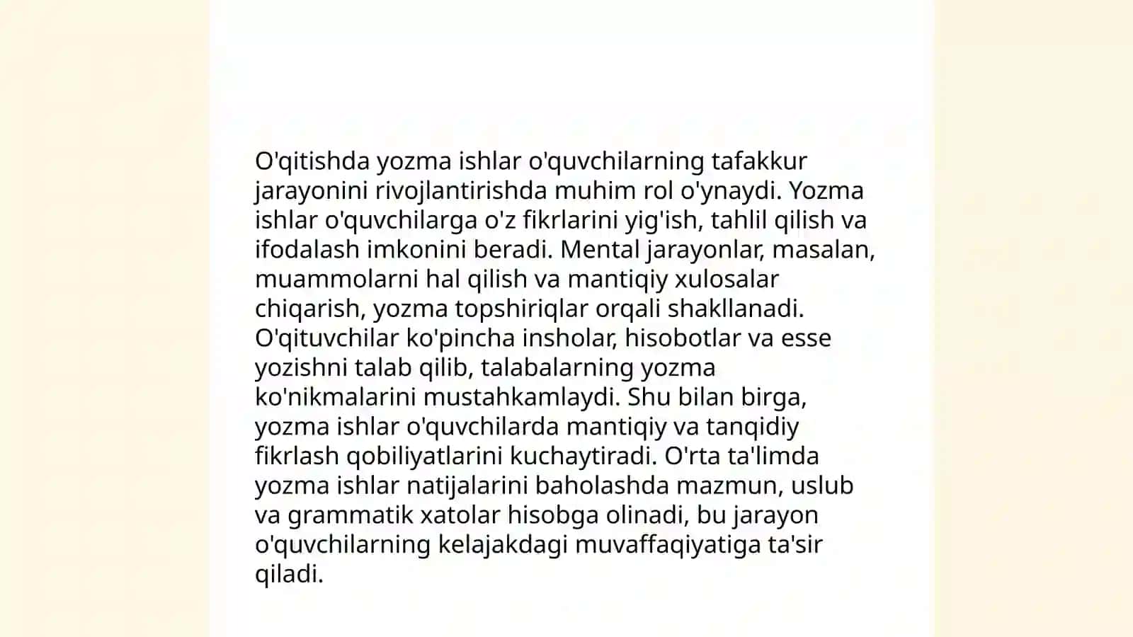 Yozma ishlar - o'quvchilar tafakkurini shakllantiruvchi vosita 3