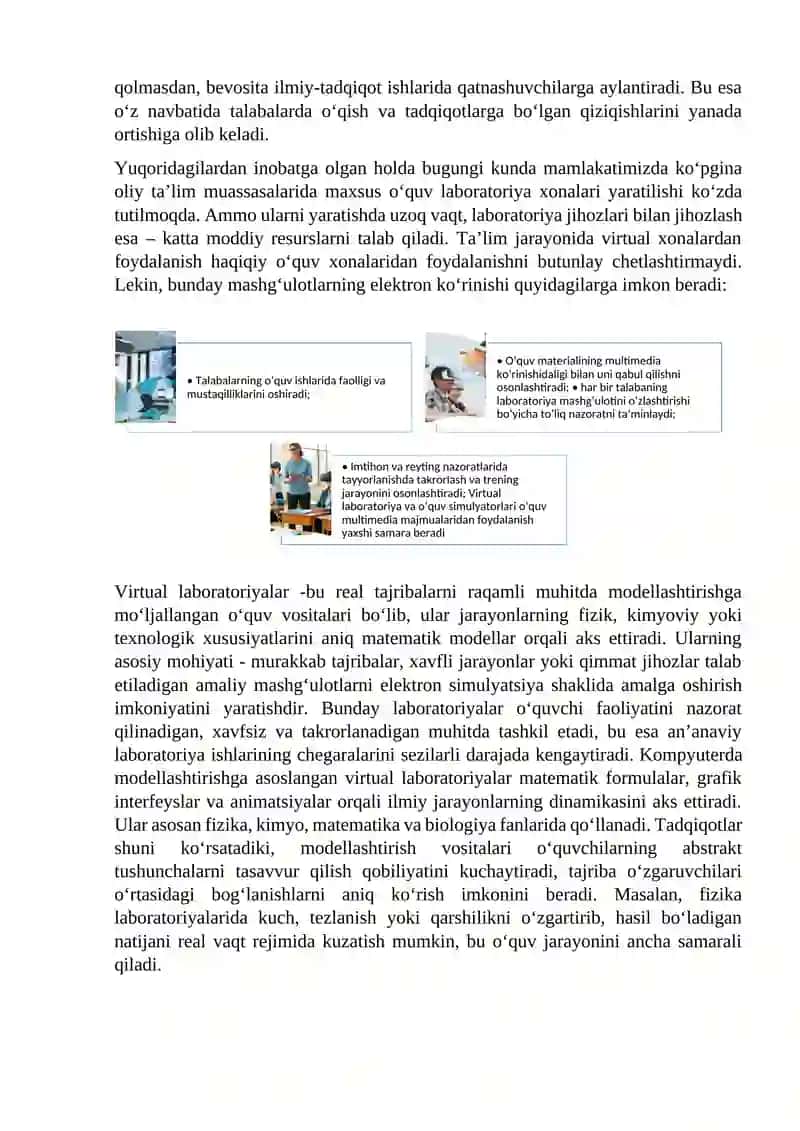 Virtual labaratoriyalar. O’quv jarayonida simulyatorlardan foydalanish 3