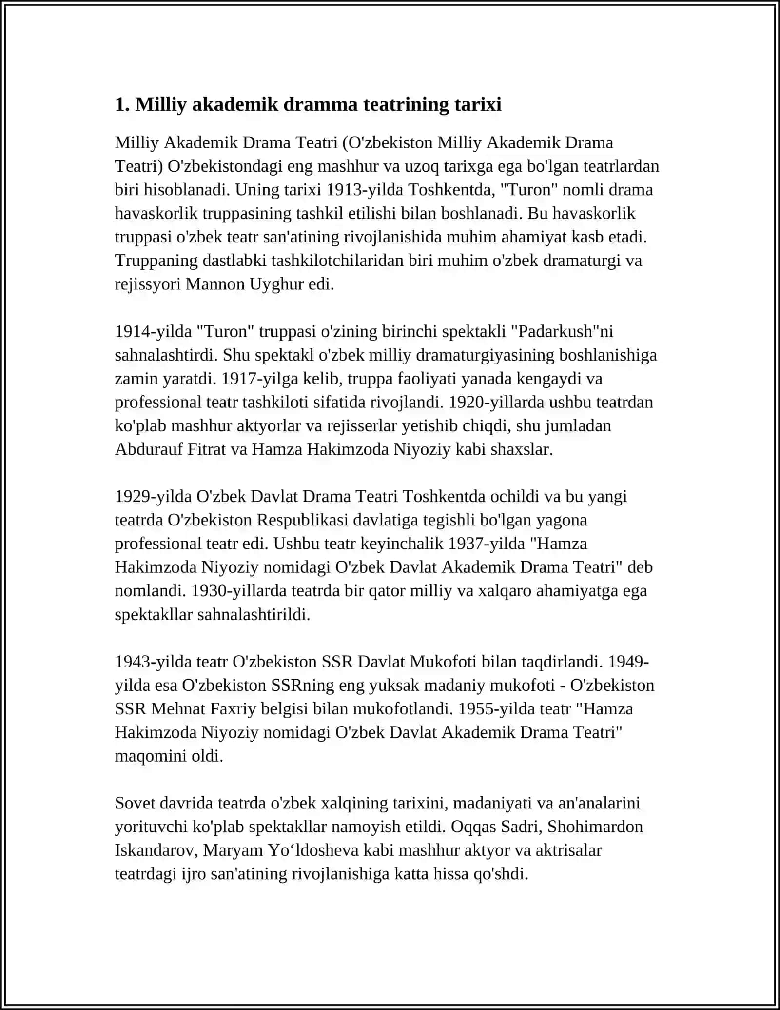 MILLIY AKADEMIK DRAMMA TEATRIDA TARIXIY SPEKTAKLLAR TAHLILI 3