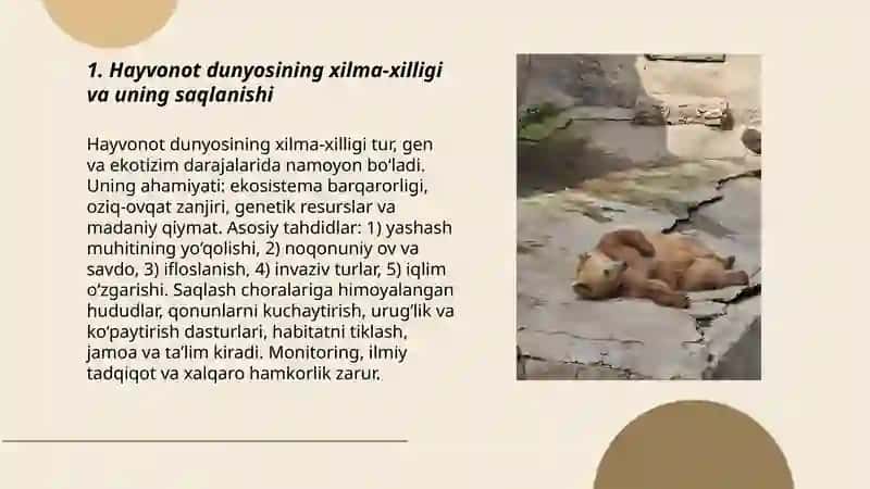 Hayvonot dunyosi va ularni muhofaza qilish 3
