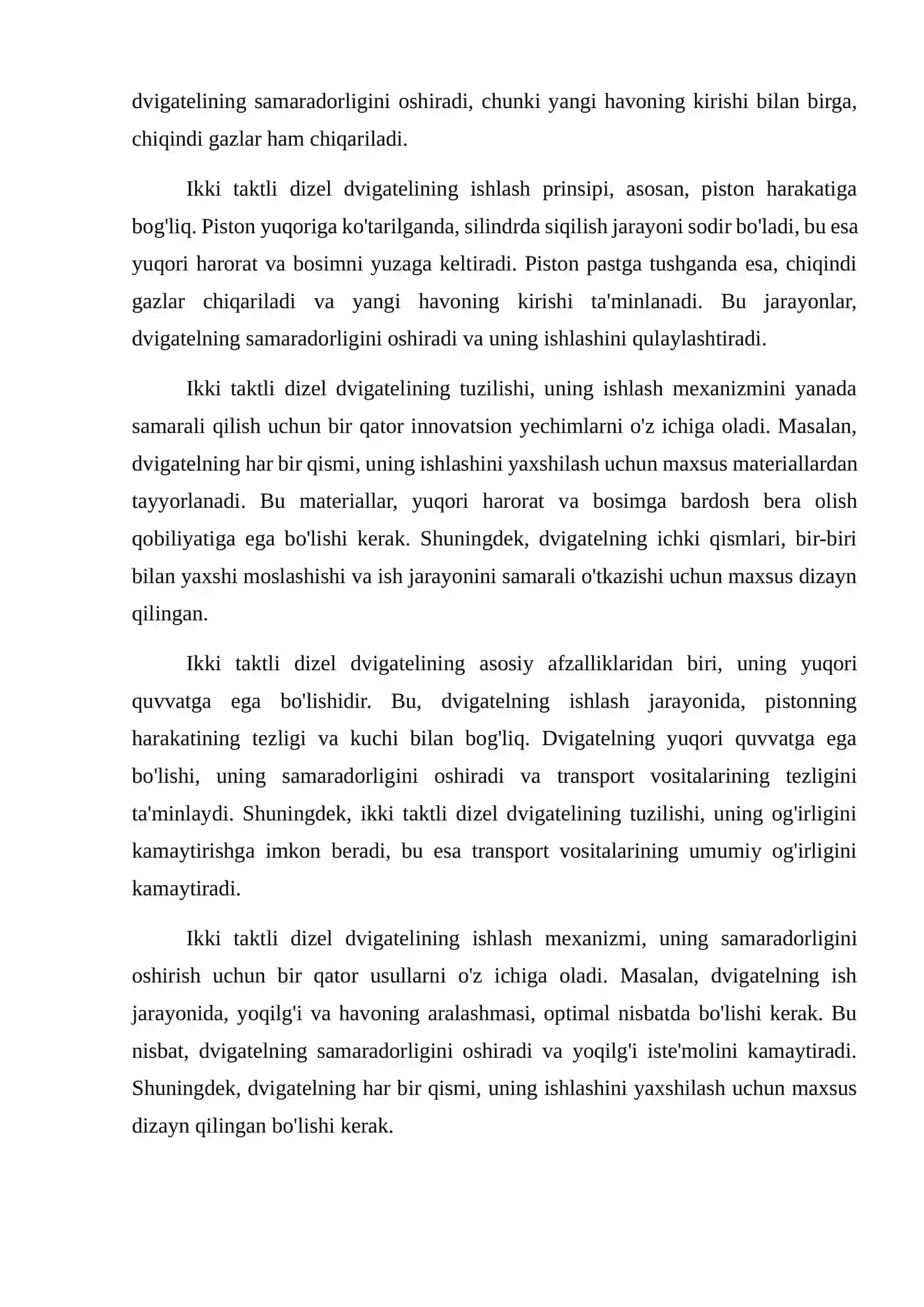 Ikki taktli dizelning tuzilishini isbotlang 3