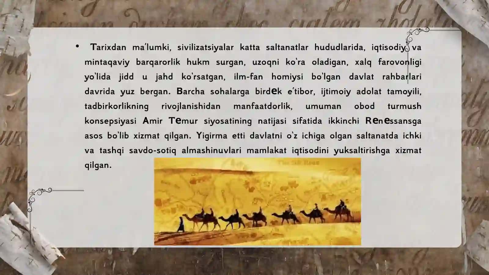 AMIR TEMUR VA TEMURIYLAR DAVRIDA BUYUK IPAK YO’LI 3
