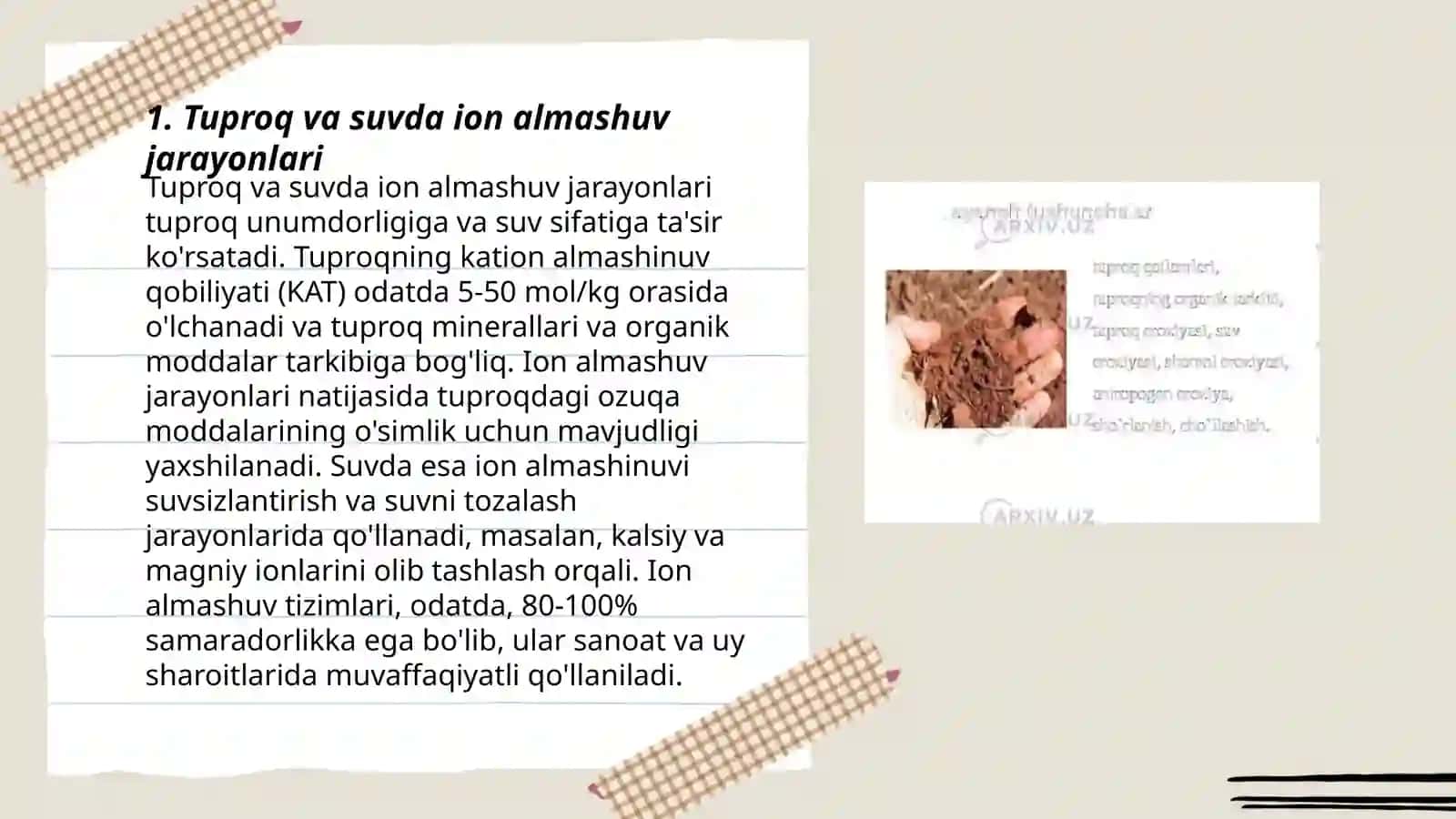 Tuproq va suvning ifloslanishida ion bogʻlanishli birikmalarni aniqlash va ularni tozalash gʻoyasi 3