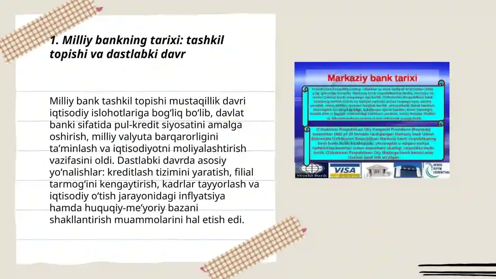 Milliy bank tarixi strukturasi moliyaviy tahlili divident siyosati 3