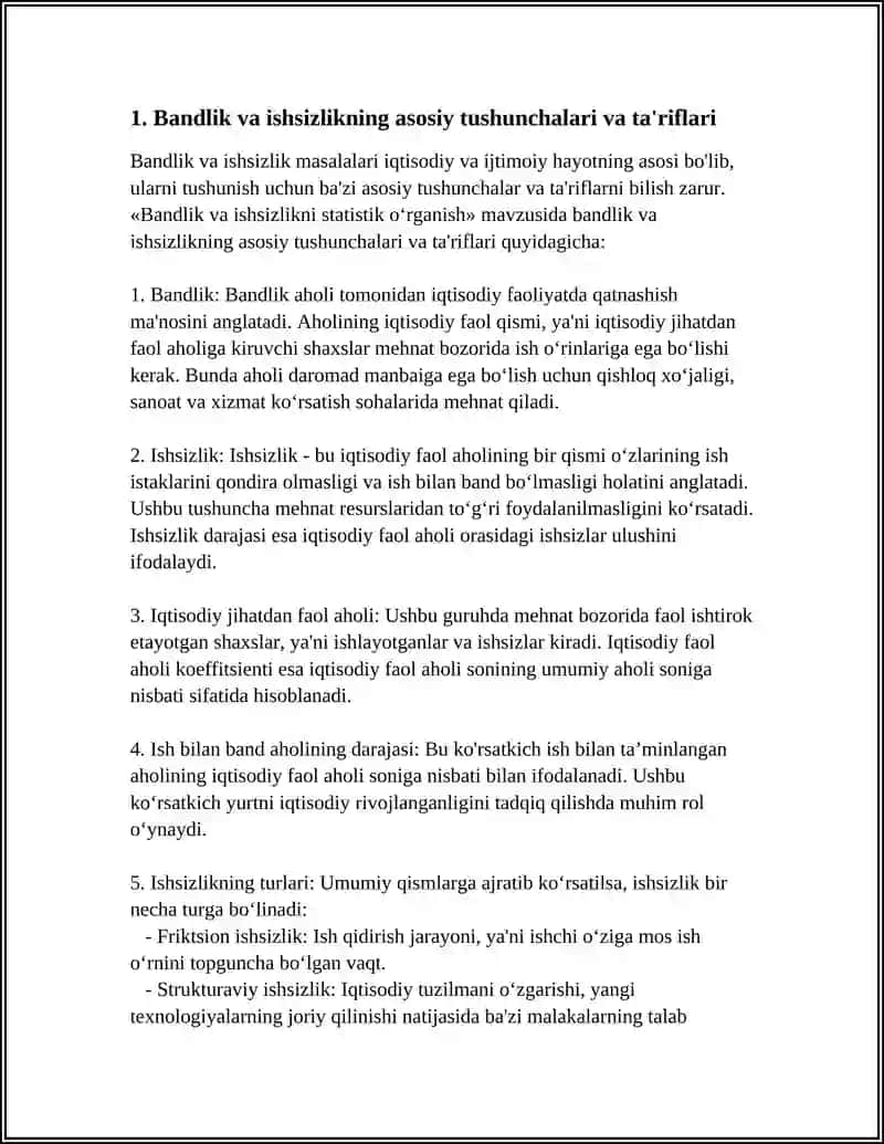 Bandlik va ishsizlikni statistik o‘rganish 3