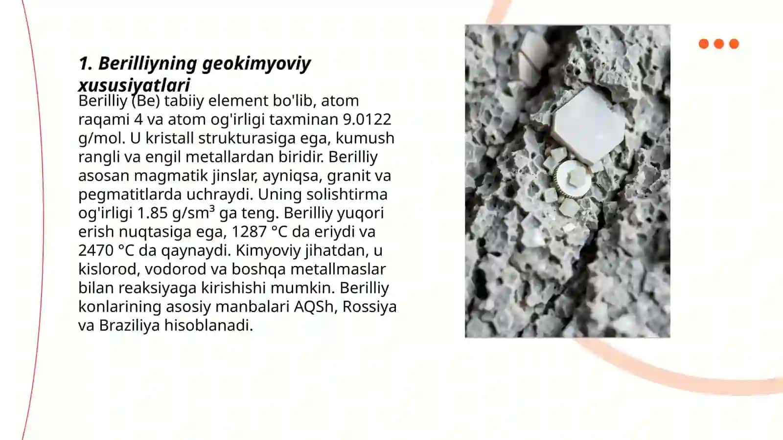 Berilliy geokimyosi 3