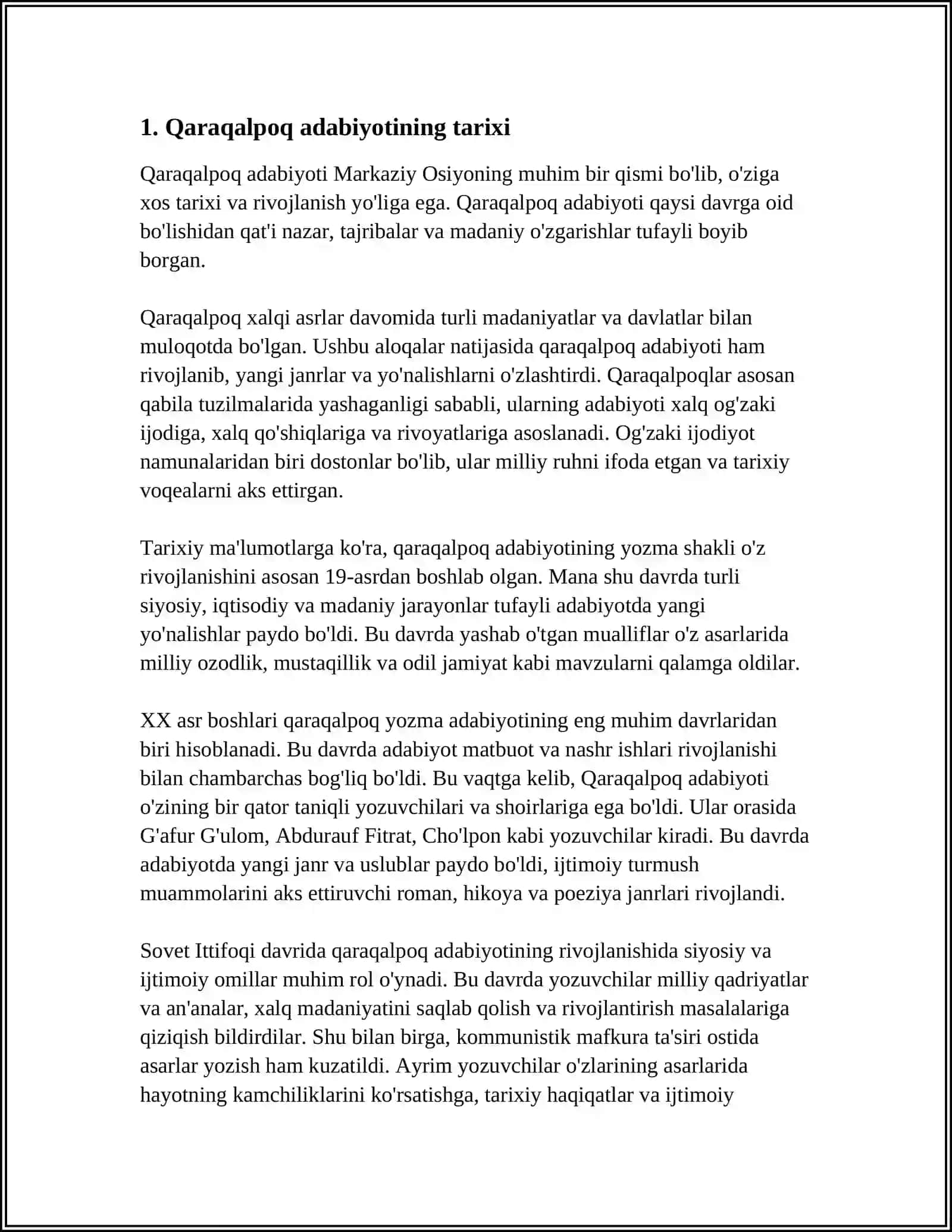 NUKUS MEMLEKETLIK PEDAGOGIKA INSTITUTI TURKIY TILLAR FAKULTETI QARAQALPOQ TILI HAM ADEBIYATI KECHKI TALIM 2 KURS TALABASI 3
