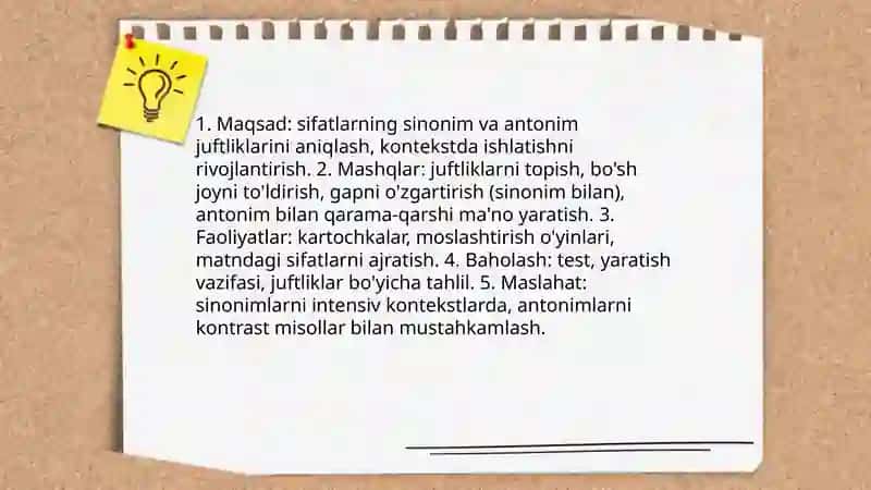 Sifat so'z turkumlari o'rganishdagi leksik semantik mashqlar 3