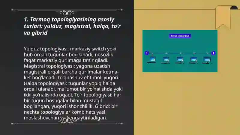 Tarmoq tapologiyasi. Lokal tarmoq orqali axborotlar almashish 3