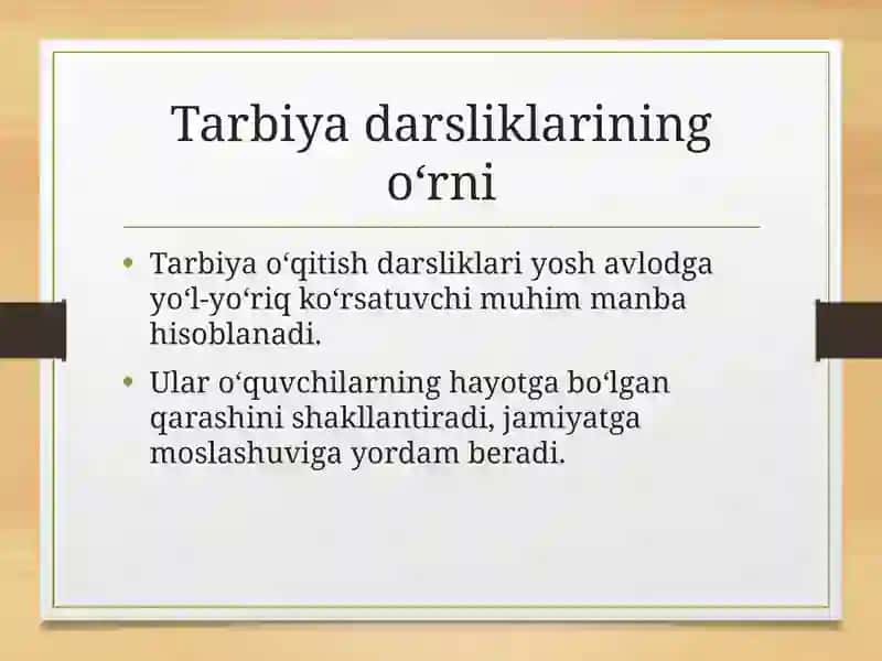 Tarbiya o‘qitish darsliklari mazmun-mohiyati 3