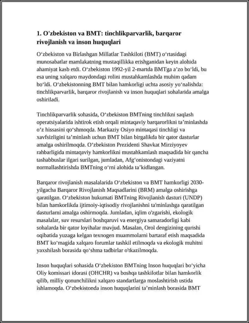 ÒZBEKISTONNING XALQARO TASHKILOTLAR BILAN HAMKORLIK ALOQALARI 3