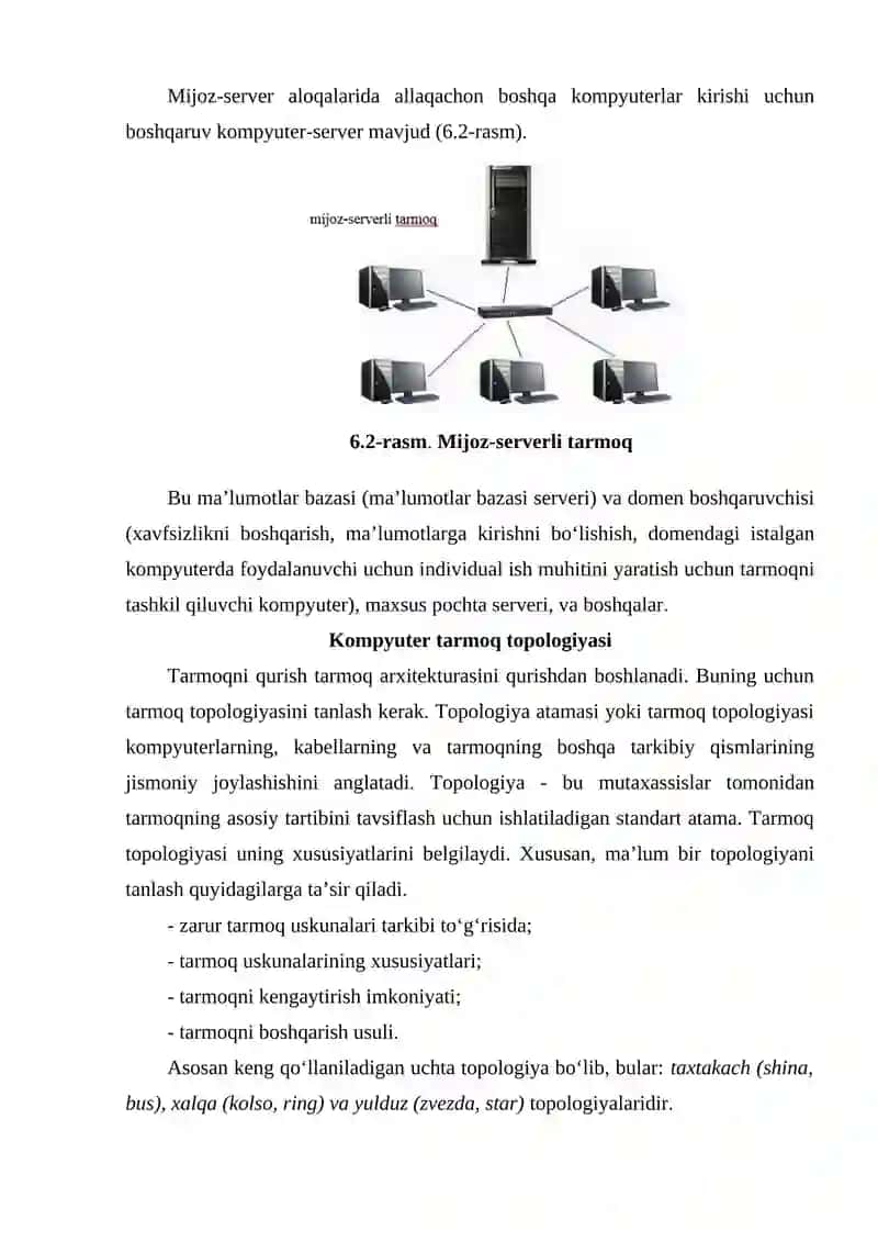 Kompyuter tarmoqlarining tushunchasi va turlari 3