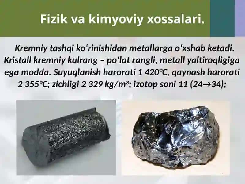 KREMNIYNING (SI) ATOM, KRISTALL PANJARA, TERMODINAMIK VA ELEKTROFIZIK XUSUSIYATLARI 3