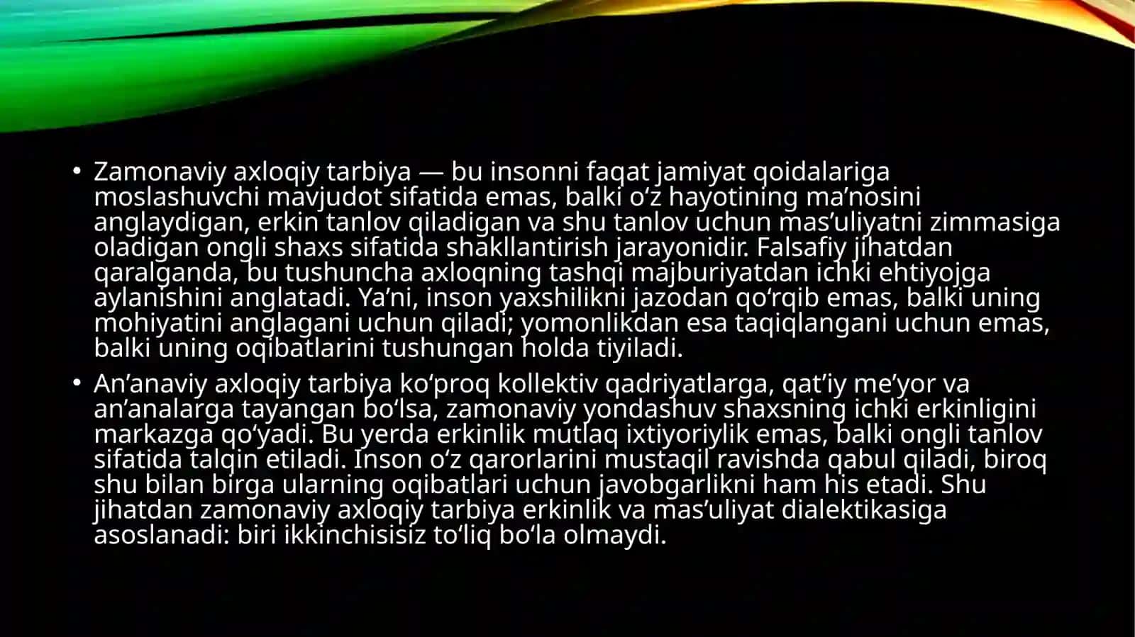 Zamonaviy axloqiy tarbiyaning yutuq va kamchiliklari 3