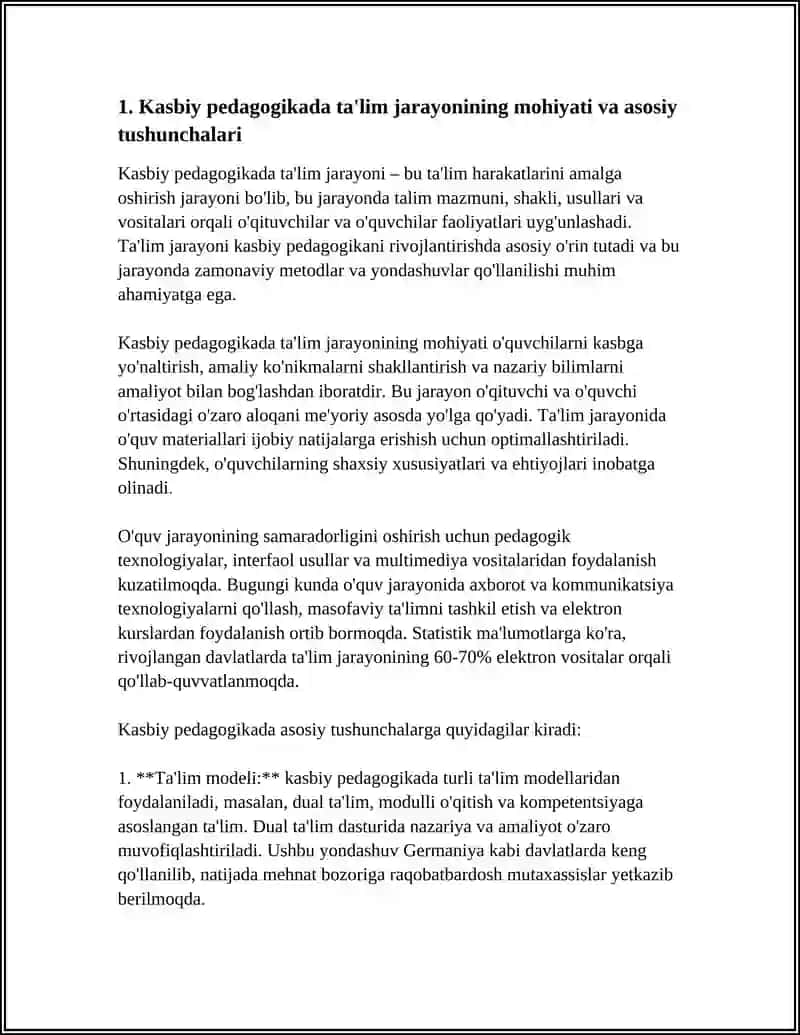 Kasbiy Pedagogikada Ta'lim Jarayonining Mohiyati 3
