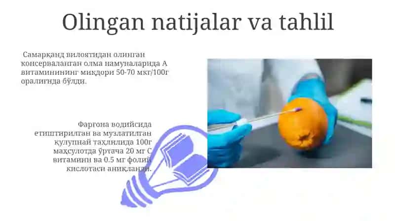 Rezavor mevalar tarkibidagi vitaminlarni aniqlash 3