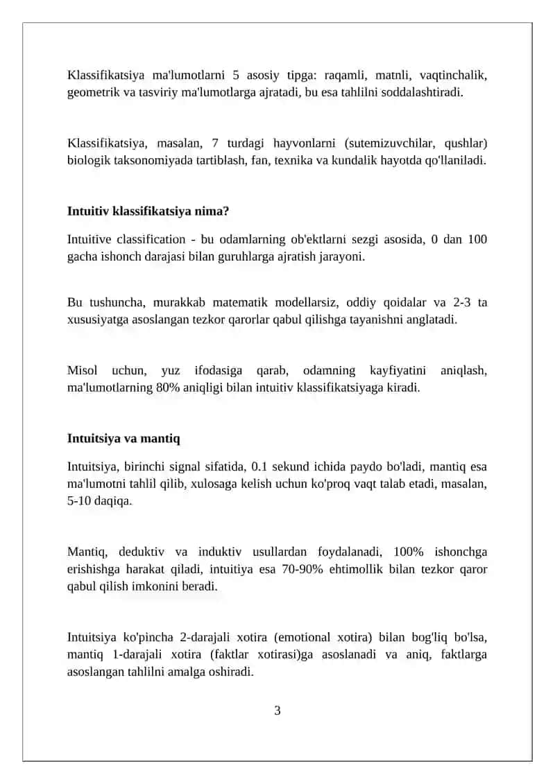 Sezgilar tasnifi 3
