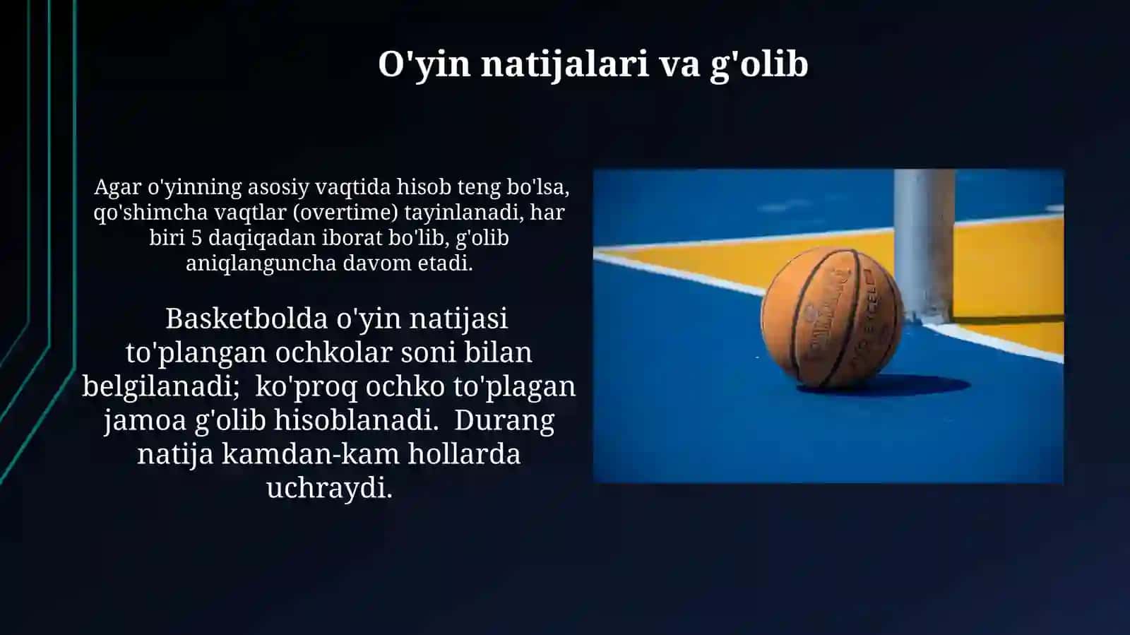 Baskеtbоl o’yini mаydоn o’lchаmlаri hаmdаo’yinqоidаlаr 3