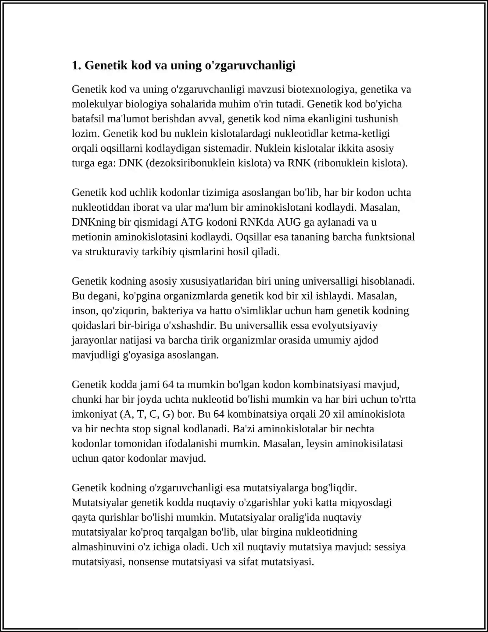 GENETIK ÓZGARUVCHANLIKNING MOLEKULYAR MEXANIZMLARI 3