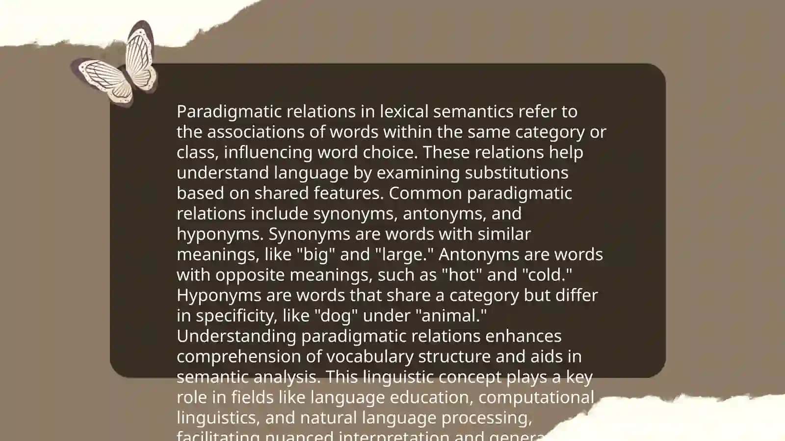 Paradigmatic and Syntagmatic Relations in Lexical Semantics 3