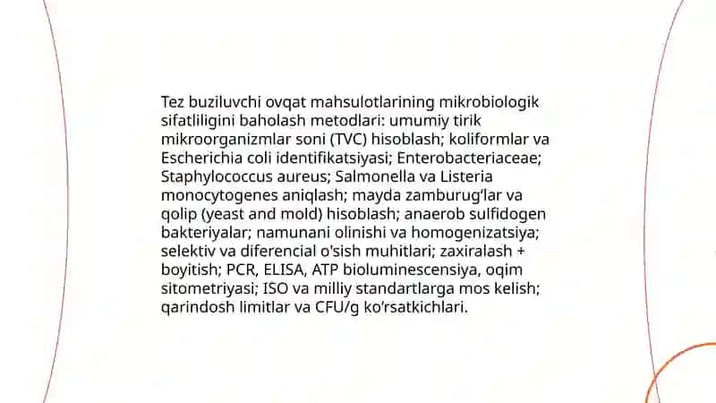 Tez buziluvchi ovqat mahsulotlarning tóla sifatliligini baholash 3